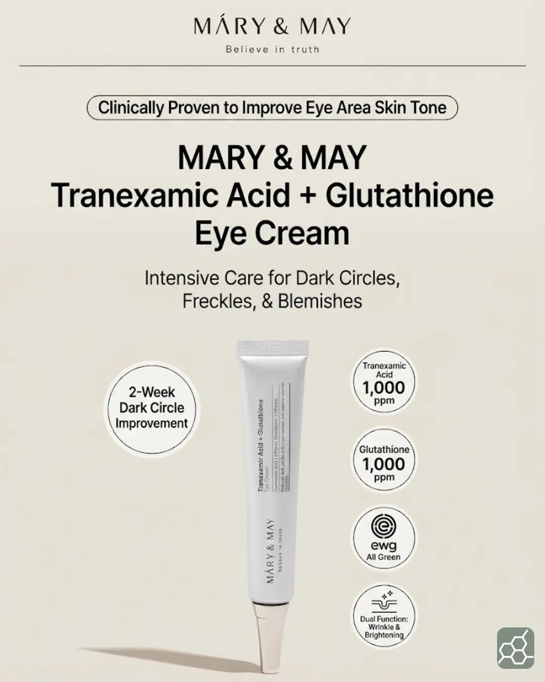 MARY&MAY Tranexamic Acid + Glutathione Eye Cream (30g ≈ 1.06 oz.)