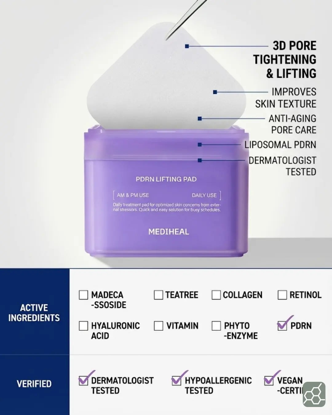 MEDIHEAL PDRN LIFTING PAD / 170mL ≈ 5.75 fl. oz. (100 sheets)