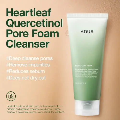 Anua heartleaf cleansing foam | 150 ml pore deep cleanser (2ea) The Korean Style