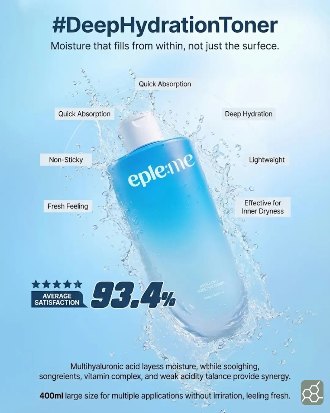 eple:me HYDRA CELL BOOSTING TONER (400ml)