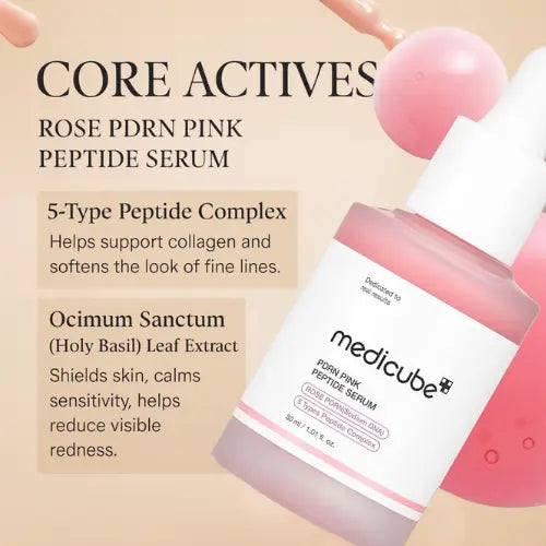 [medicube] PDRN Pink Peptide Serum - Peptide, Niacinamide, Hydrating & Firming (1.01 Fl Oz, 30ml) The Korean Style