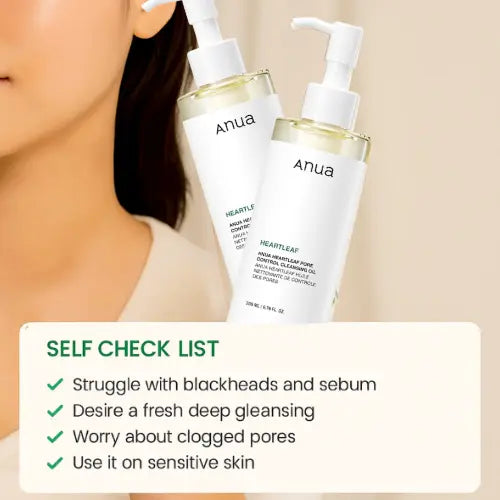 Anua Heartleaf Pore Control Cleansing Oil | 200 ml makeup remover (2ea) The Korean Style